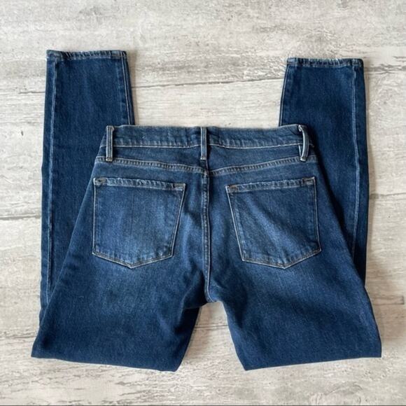Frame Denim Le Garcon Denim Jeans Skinny Size 26 Dark Wash Factory Distressed - Picture 6 of 10
